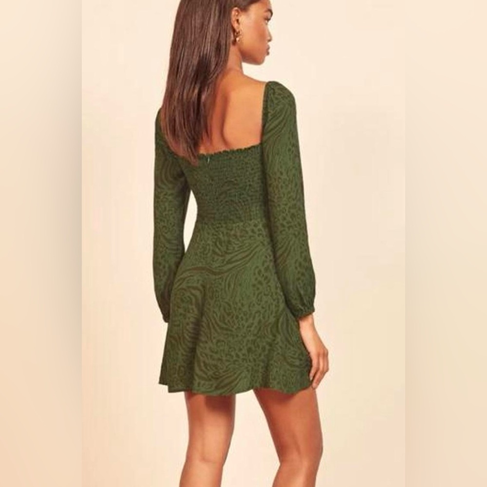 Women’s Reformation Mochi Jungle Animal Print Green Dress Party Event‎ Size 2. - Picture 3 of 10